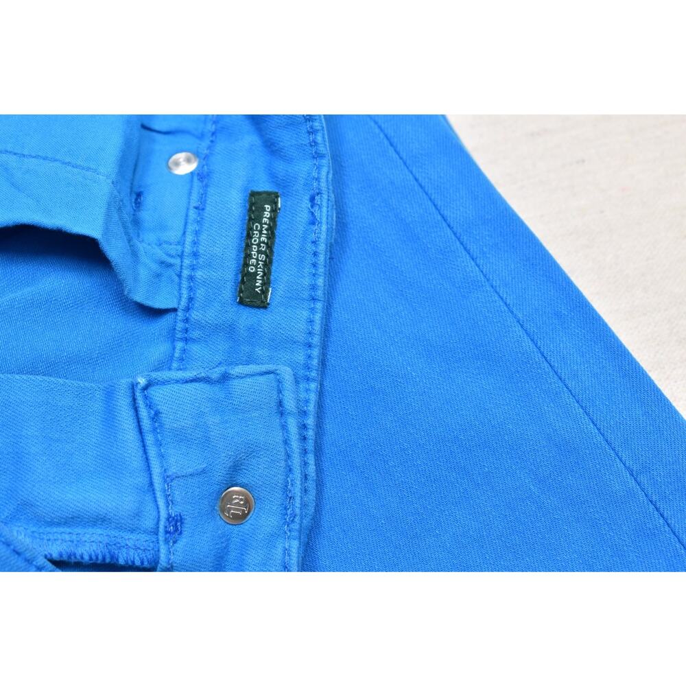 Lauren Ralph Lauren Premier Skinny Cropped Blue Pants Women's Size 16 Cotton Ble - Picture 5 of 11